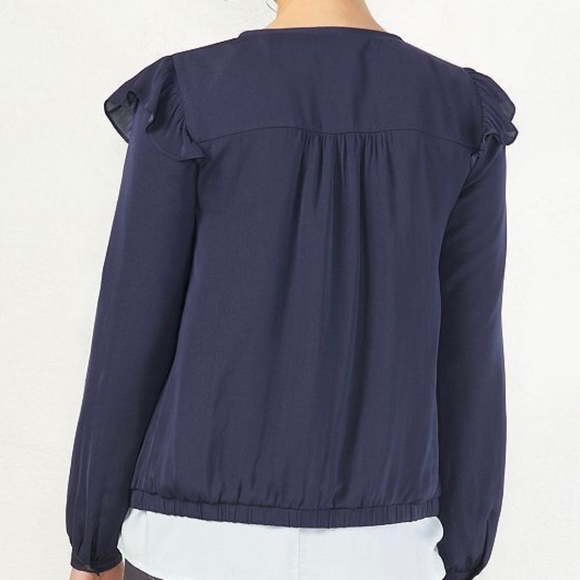 NEW LC Lauren Conra Blue Ruffled Jacket Size 10 - Picture 2 of 7